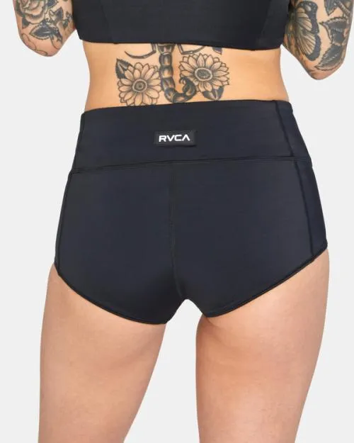Rvca VA Essential Solid HighRise Cheeky Bottom Black SportWomen Athletic Shorts