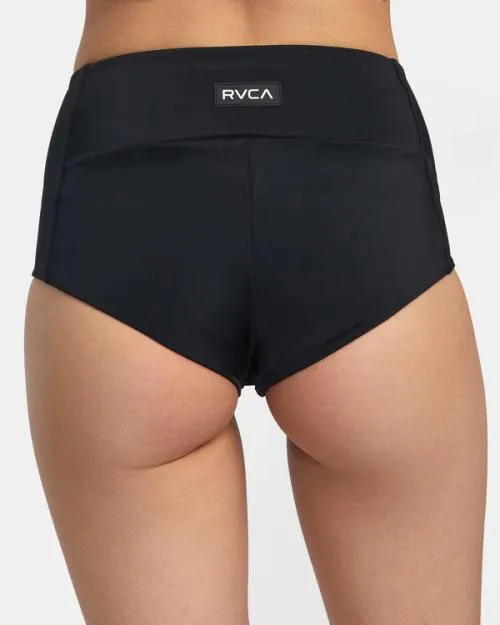 Rvca VA Essential Solid HighRise Cheeky Bottom Black SportWomen Athletic Shorts