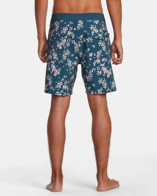 Rvca VA Pigment Print Elastic Waist Duck Blue Men Boardshorts