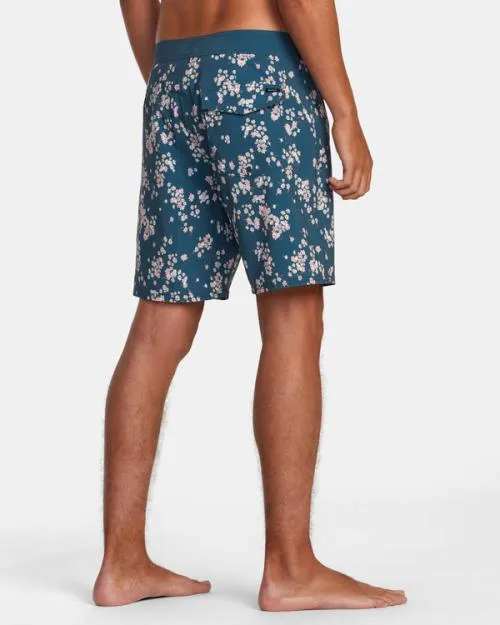 Rvca VA Pigment Print Elastic Waist Duck Blue Men Boardshorts