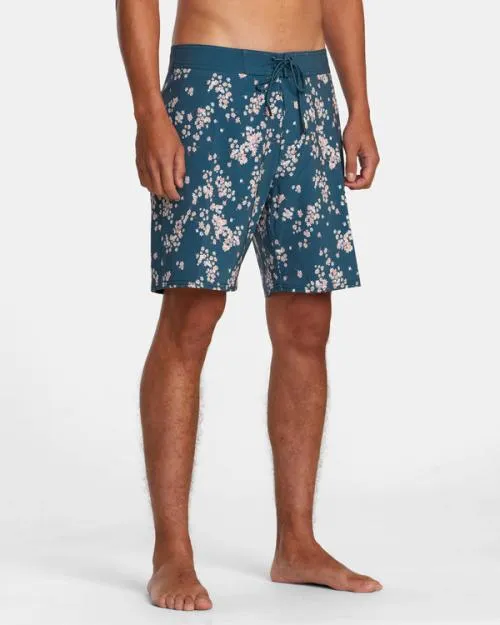 Rvca VA Pigment Print Elastic Waist Duck Blue Men Boardshorts
