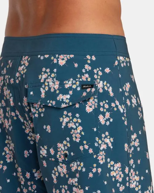 Rvca VA Pigment Print Elastic Waist Duck Blue Men Boardshorts