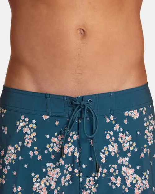 Rvca VA Pigment Print Elastic Waist Duck Blue Men Boardshorts