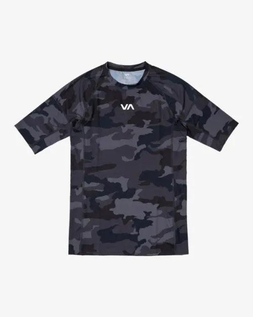 Rvca VA Sport Short Sleeve Rashguard Black Camo SportSurf Compression Clothing