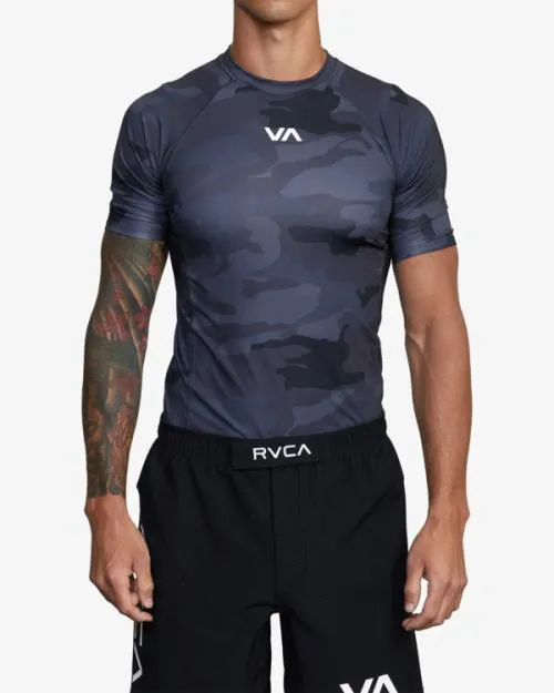 Rvca VA Sport Short Sleeve Rashguard Black Camo SportSurf Compression Clothing