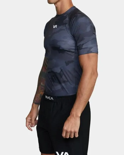 Rvca VA Sport Short Sleeve Rashguard Black Camo SportSurf Compression Clothing