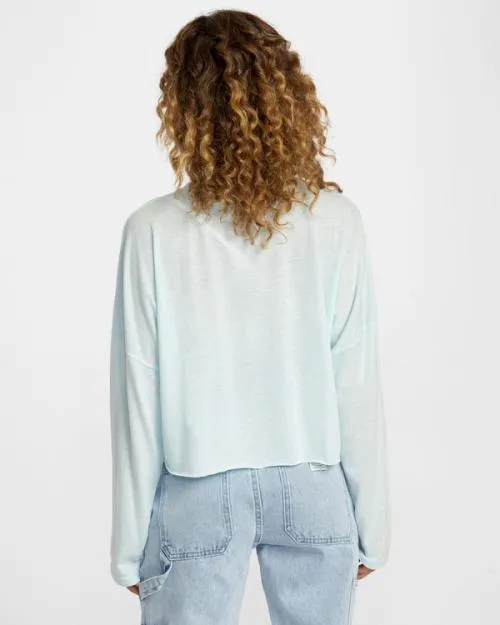 Rvca Vase Long Sleeve Tee Sky Blue Women Tees and Tanks