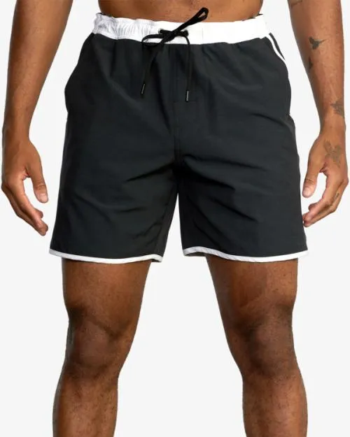 Rvca Yogger Hybrid Elastic Waist Athletic Shorts 17034 Black Men Athletic Shorts