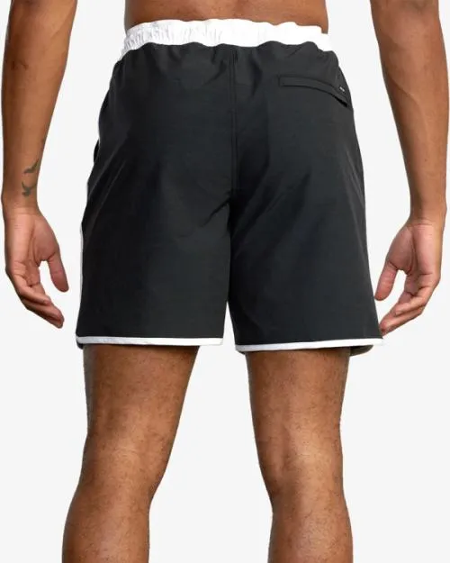 Rvca Yogger Hybrid Elastic Waist Athletic Shorts 17034 Black Men Athletic Shorts