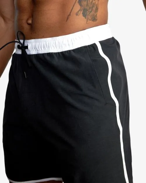 Rvca Yogger Hybrid Elastic Waist Athletic Shorts 17034 Black Men Athletic Shorts