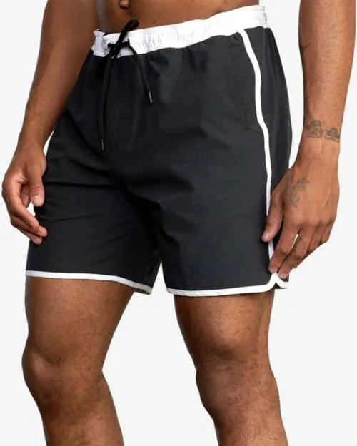 Rvca Yogger Hybrid Elastic Waist Athletic Shorts 17034 Black Men Athletic Shorts