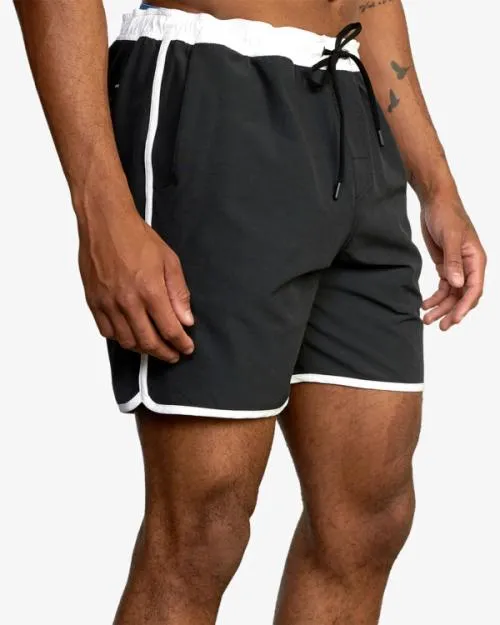 Rvca Yogger Hybrid Elastic Waist Athletic Shorts 17034 Black Men Athletic Shorts