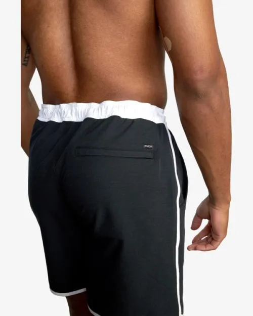 Rvca Yogger Hybrid Elastic Waist Athletic Shorts 17034 Black Men Athletic Shorts