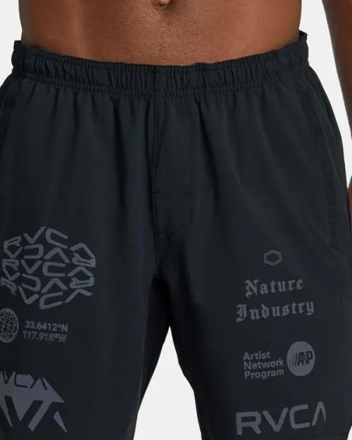 Rvca Yogger Stretch Elastic Waist Shorts 17034 Black All Brand 2 Men Athletic Shorts
