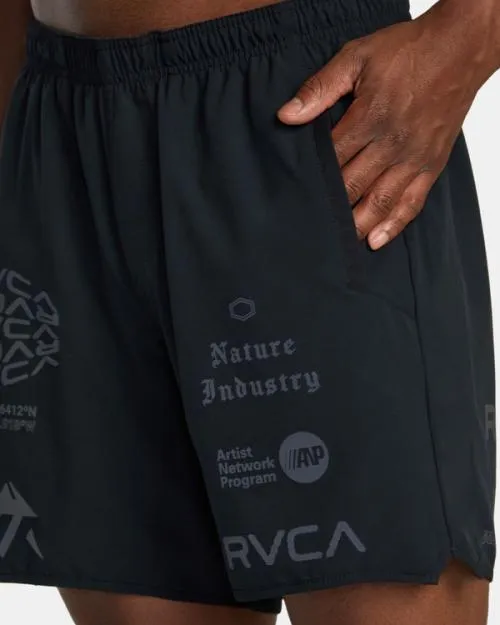 Rvca Yogger Stretch Elastic Waist Shorts 17034 Black All Brand 2 Men Athletic Shorts