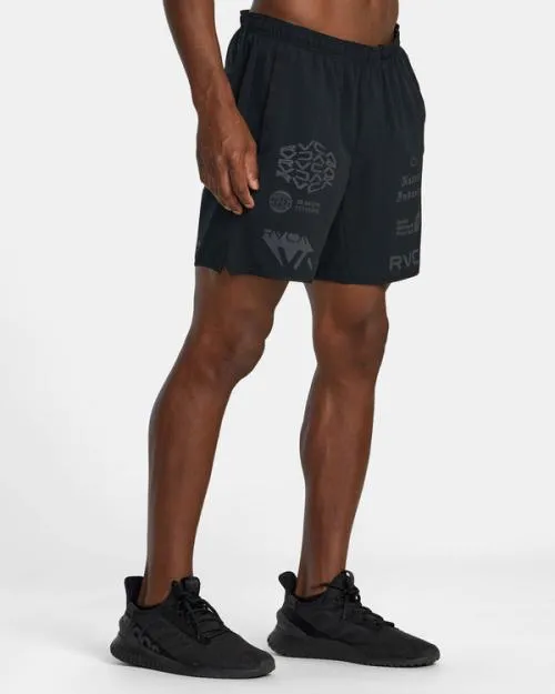 Rvca Yogger Stretch Elastic Waist Shorts 17034 Black All Brand 2 Men Athletic Shorts