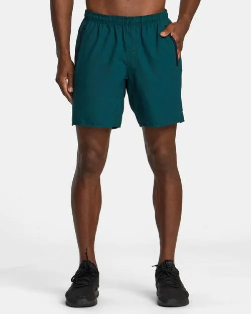 Rvca Yogger Stretch Elastic Waist Shorts 17034 Deep Sea Men Athletic Shorts