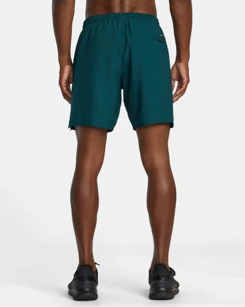 Rvca Yogger Stretch Elastic Waist Shorts 17034 Deep Sea Men Athletic Shorts