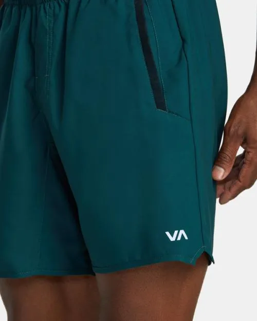 Rvca Yogger Stretch Elastic Waist Shorts 17034 Deep Sea Men Athletic Shorts