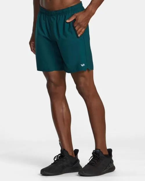 Rvca Yogger Stretch Elastic Waist Shorts 17034 Deep Sea Men Athletic Shorts