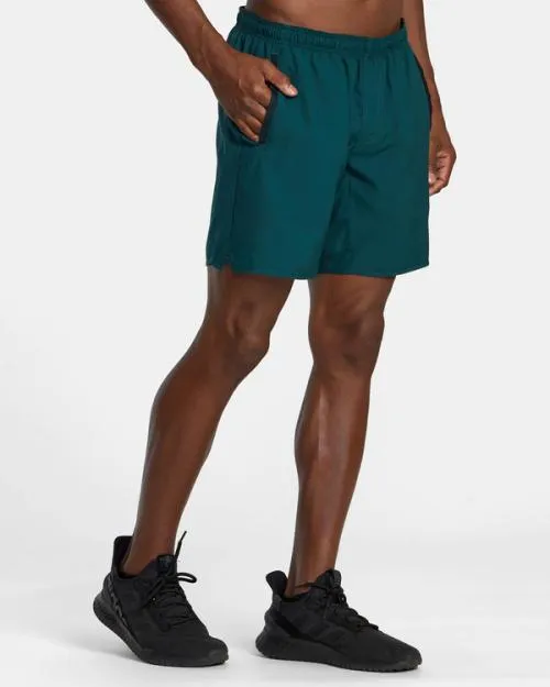 Rvca Yogger Stretch Elastic Waist Shorts 17034 Deep Sea Men Athletic Shorts