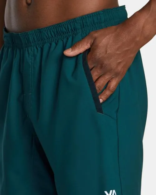 Rvca Yogger Stretch Elastic Waist Shorts 17034 Deep Sea Men Athletic Shorts