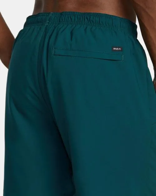 Rvca Yogger Stretch Elastic Waist Shorts 17034 Deep Sea Men Athletic Shorts