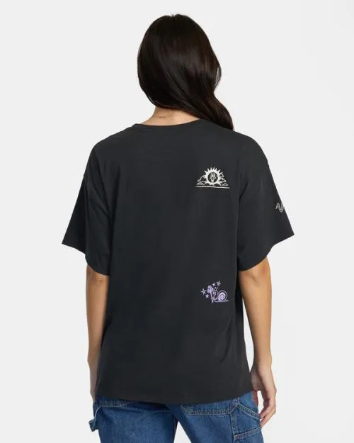 Rvca Zzzen TShirt Washed Black Women Tees and Tanks