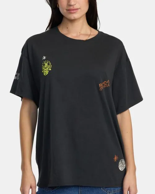 Rvca Zzzen TShirt Washed Black Women Tees and Tanks