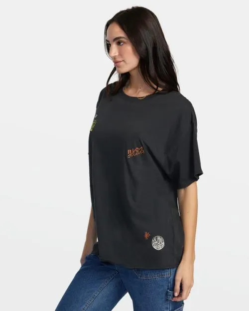 Rvca Zzzen TShirt Washed Black Women Tees and Tanks