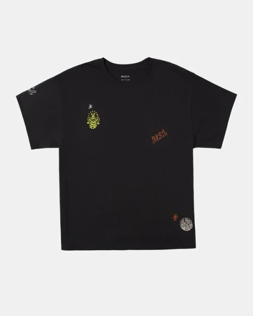 Rvca Zzzen TShirt Washed Black Women Tees and Tanks
