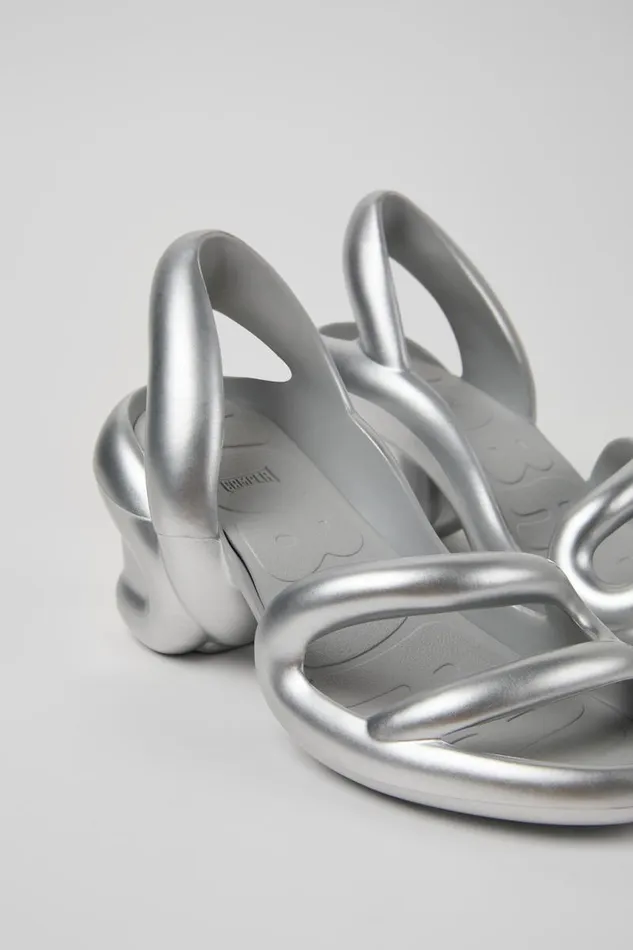 Sandals Women Camper Kobarah Silver Textile Sandals
