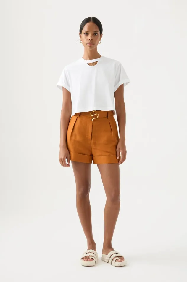 Sanguine Tailored Short Chestnut Brown Women Aje Shorts