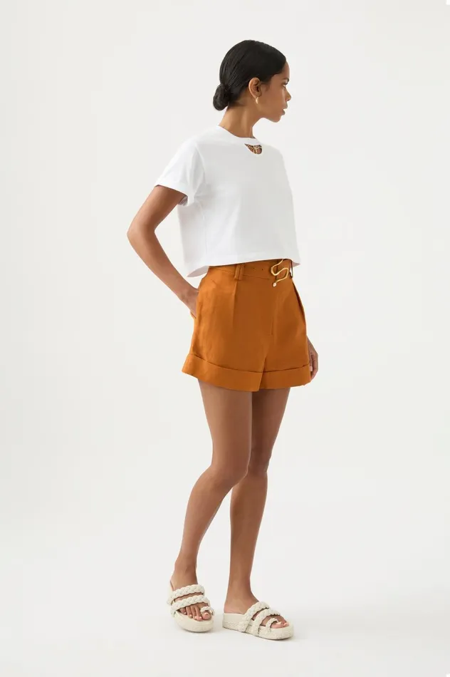 Sanguine Tailored Short Chestnut Brown Women Aje Shorts