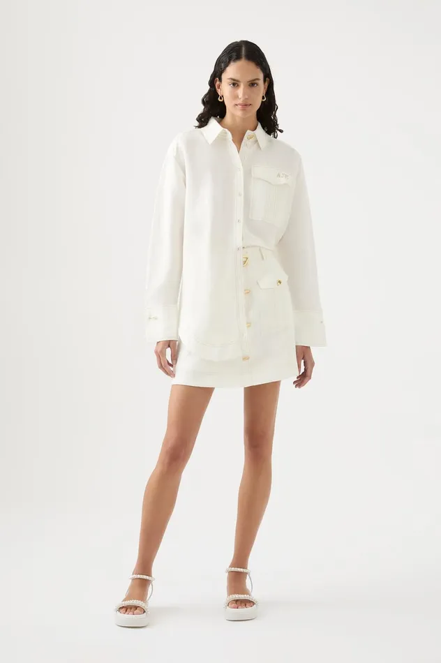 Satori Pearl Pin Shirt Ivory Women Aje Tops
