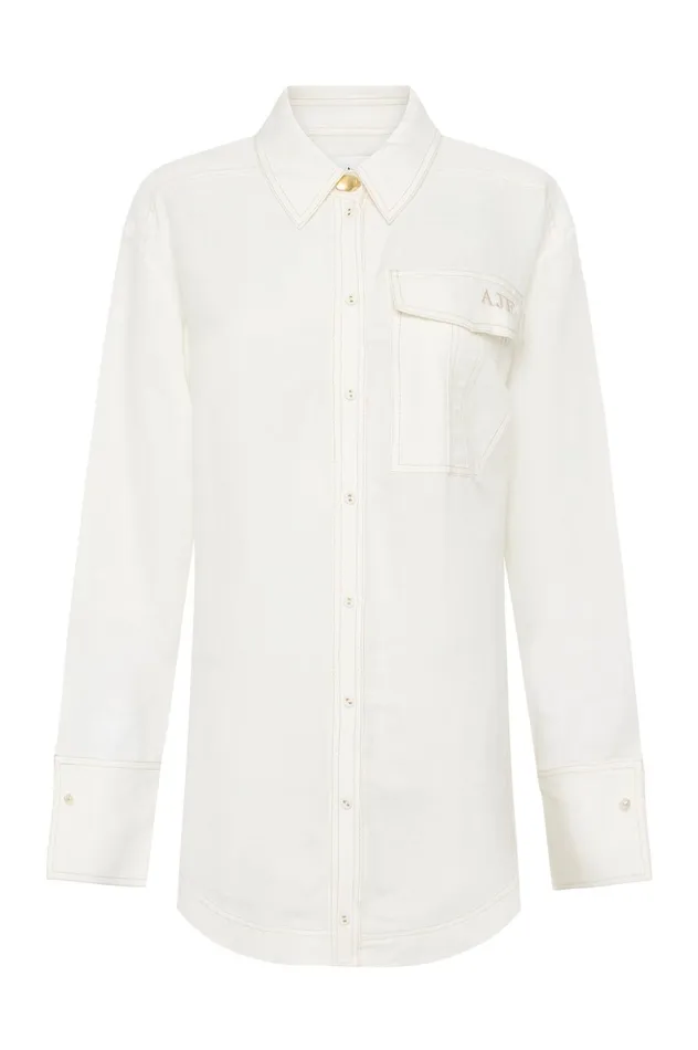 Satori Pearl Pin Shirt Ivory Women Aje Tops