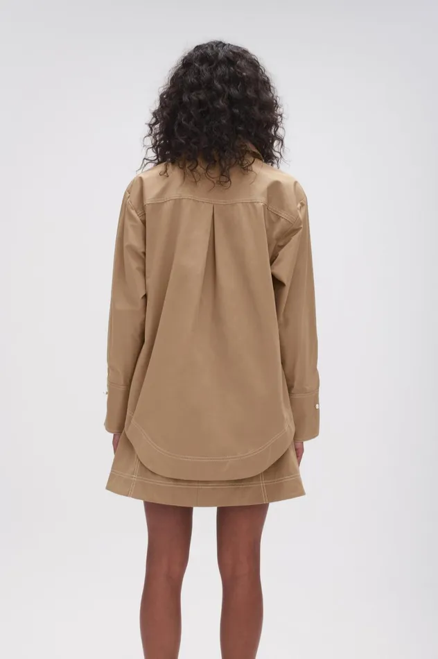 Satori Pearl Pin Shirt Taupe Grey Women Aje Tops