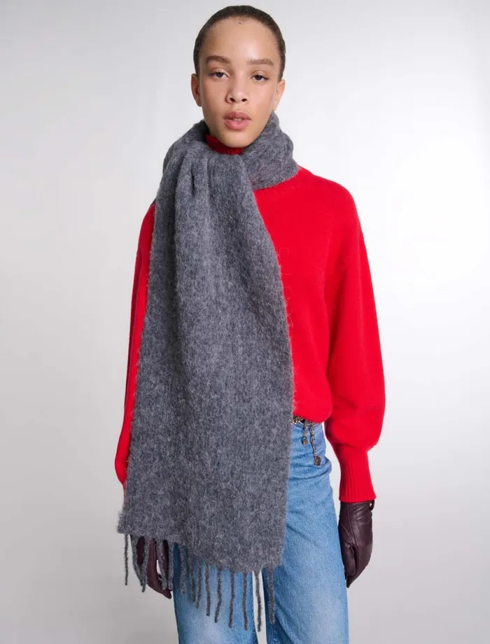 Scarves and Ponchos Women Maje Alpaca Blend Scarf Anthracite