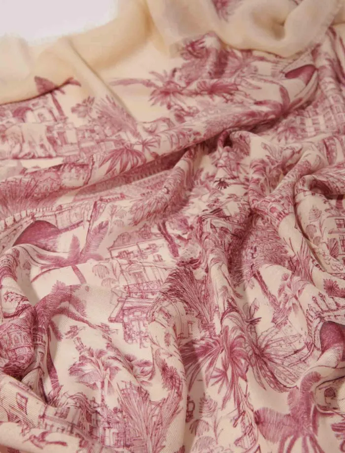 Scarves and Ponchos Women Maje Patterned Cashmere Blend Scarf Pink Jungle Canvas