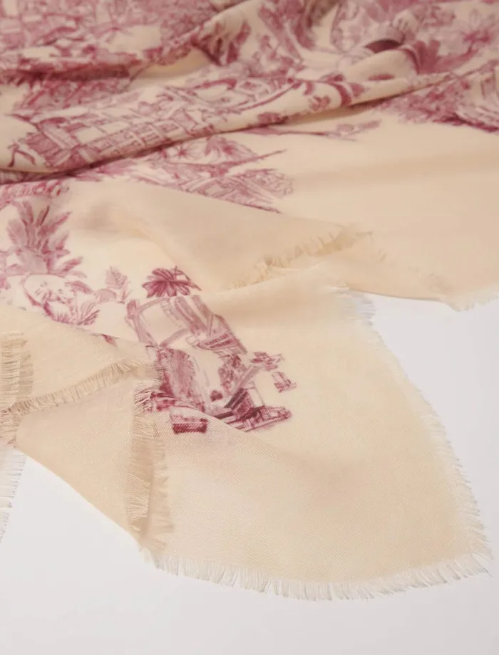 Scarves and Ponchos Women Maje Patterned Cashmere Blend Scarf Pink Jungle Canvas