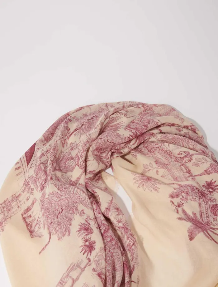 Scarves and Ponchos Women Maje Patterned Cashmere Blend Scarf Pink Jungle Canvas