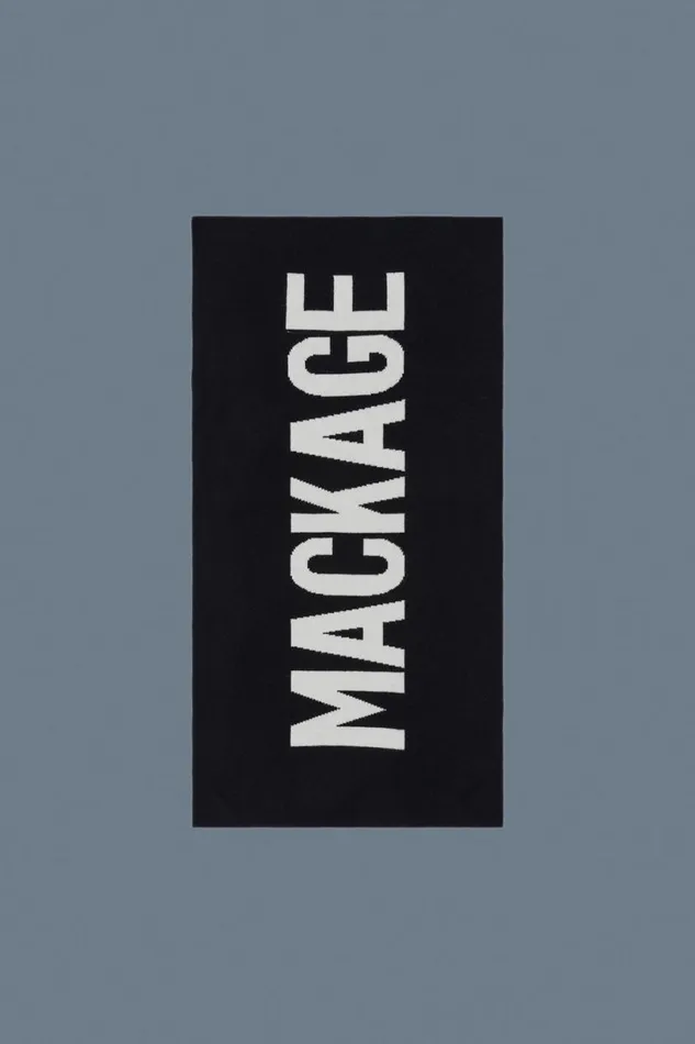 Scarves Men Mackage JUNO 2in1 Merino Blend Logo Scarf Black Scarves Men Mackage JUNO 2in1 Merino Blend Logo Scarf Black