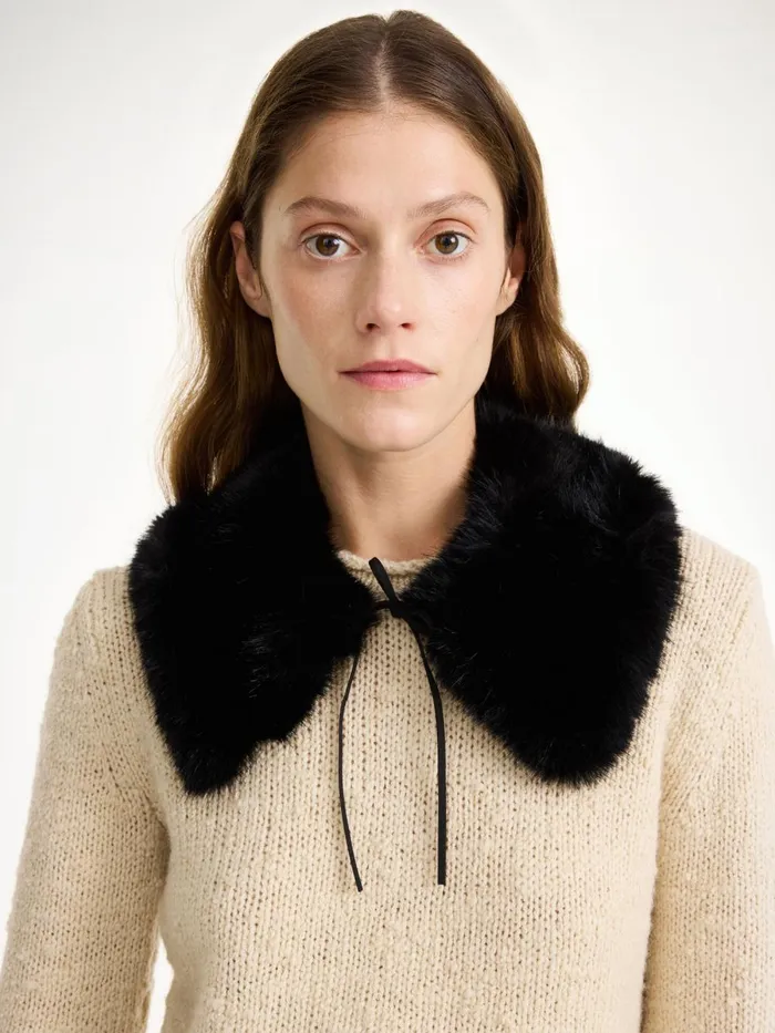 Scarves Women By Malene Birger Cowie Faux Fur Collar Black Scarves Women By Malene Birger Cowie Faux Fur Collar Black