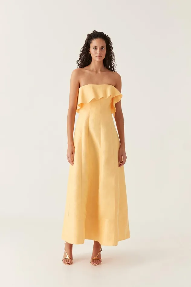Shallows Strapless Gown Marigold Yellow Women Aje Maxi Dresses