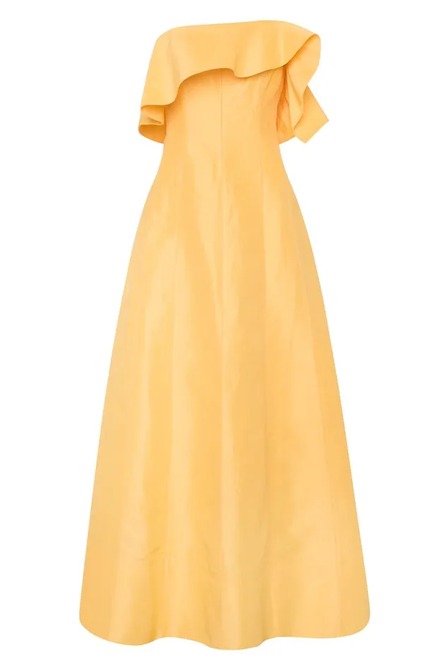 Shallows Strapless Gown Marigold Yellow Women Aje Maxi Dresses