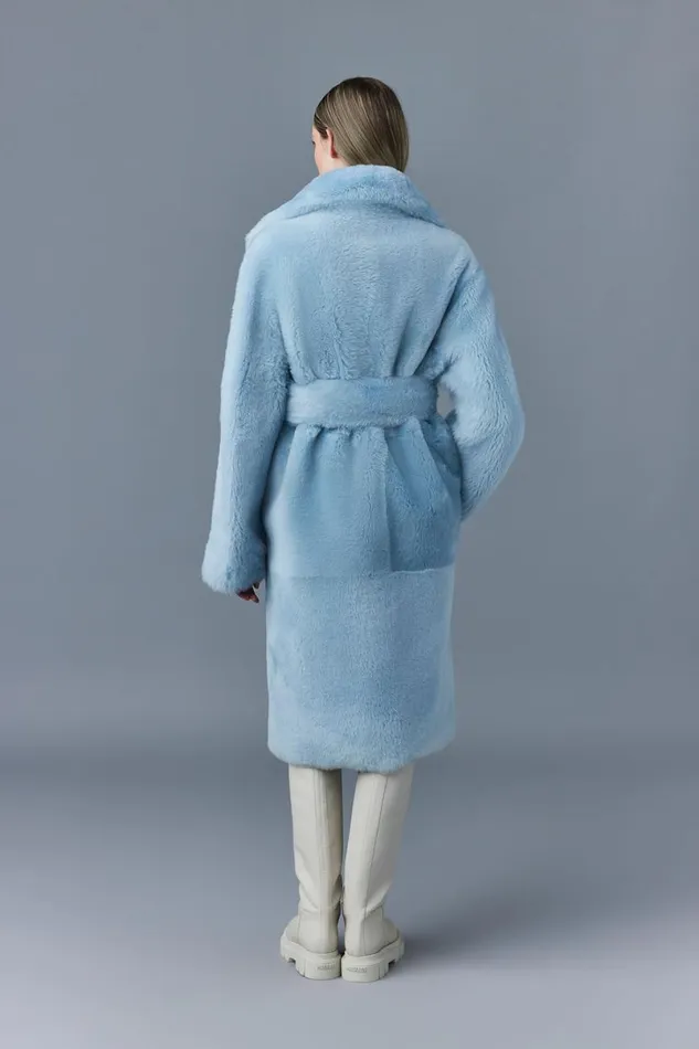 Shearling Jackets Women Mackage ETIENNE Shearling Coat With Belt Ceramic