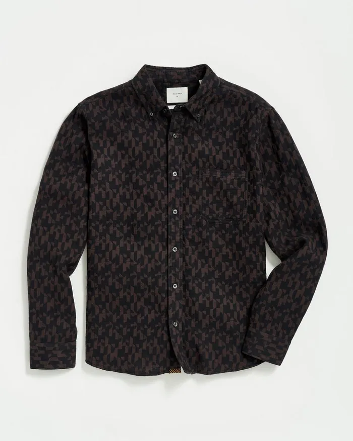 Shirting Men Billy Reid Baselines Jacquard Tuscumbia Shirt Blackbrown