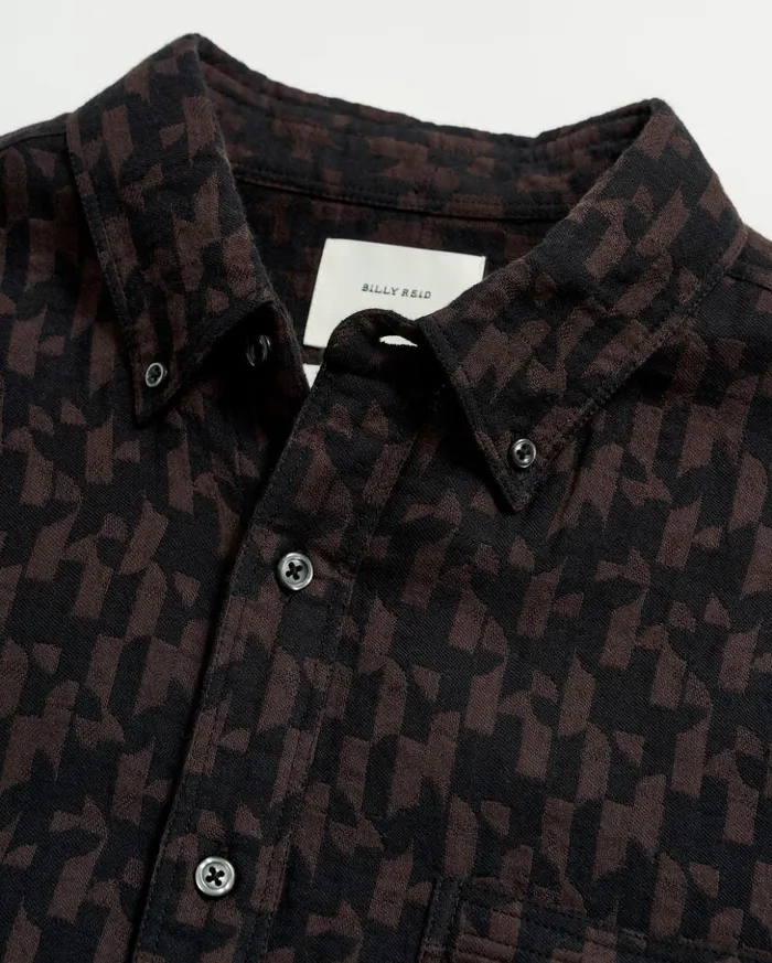 Shirting Men Billy Reid Baselines Jacquard Tuscumbia Shirt Blackbrown