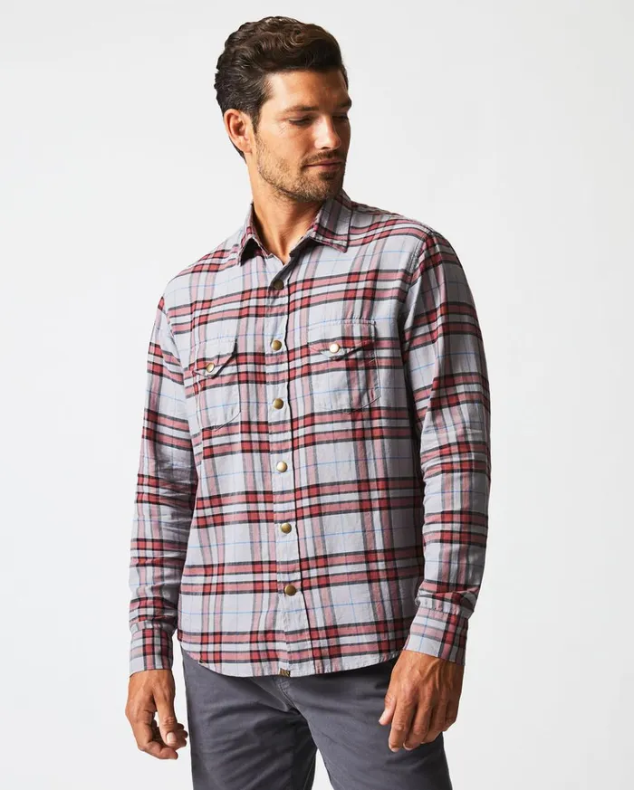 Shirting Men Billy Reid Bold Plaid Western Snap Front Shirt Greymulti