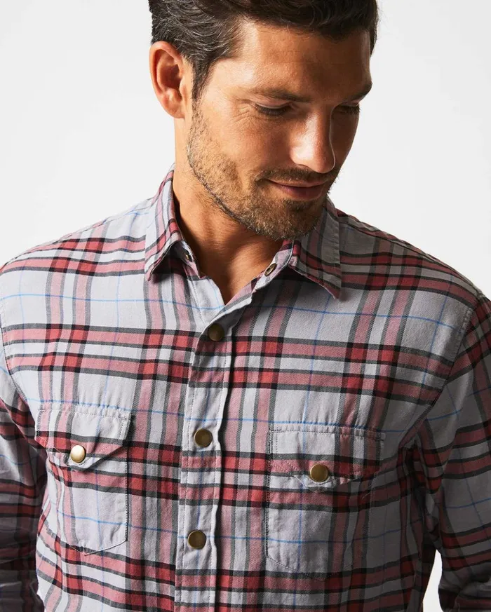 Shirting Men Billy Reid Bold Plaid Western Snap Front Shirt Greymulti